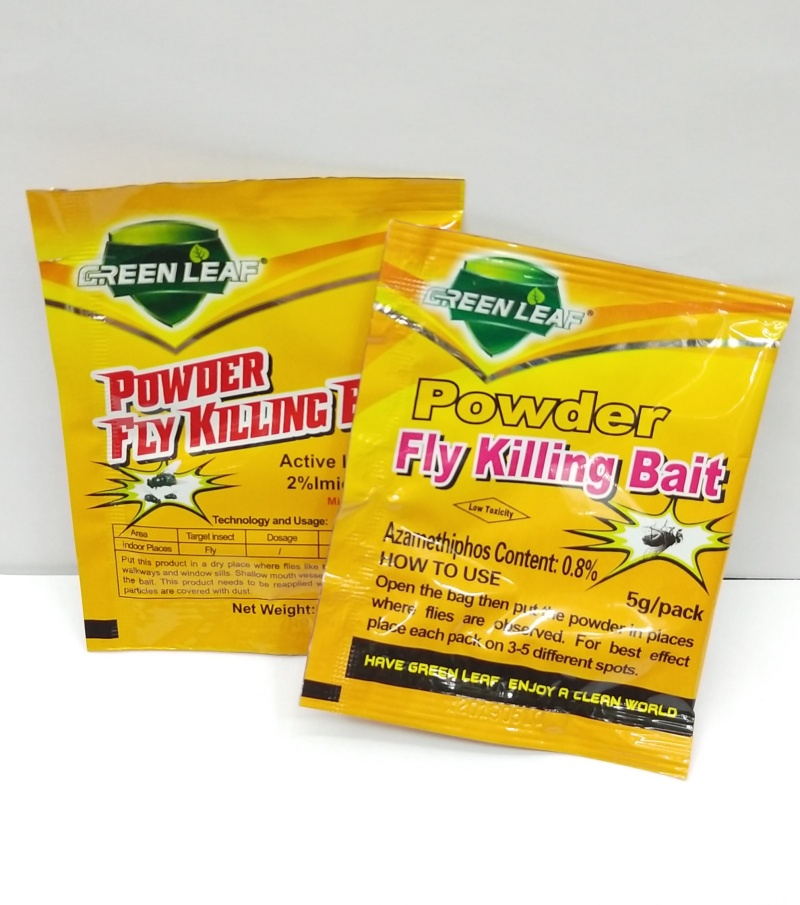 19 Foreign Trade Export Hot Green Leaf New English Fly Medicine Fly Bait To Kill Flies Fly Pellets Fly Medicine Wholesale Household Factory Insecticide 5G/ Bag Fly Killer Insecticide Application Scenario