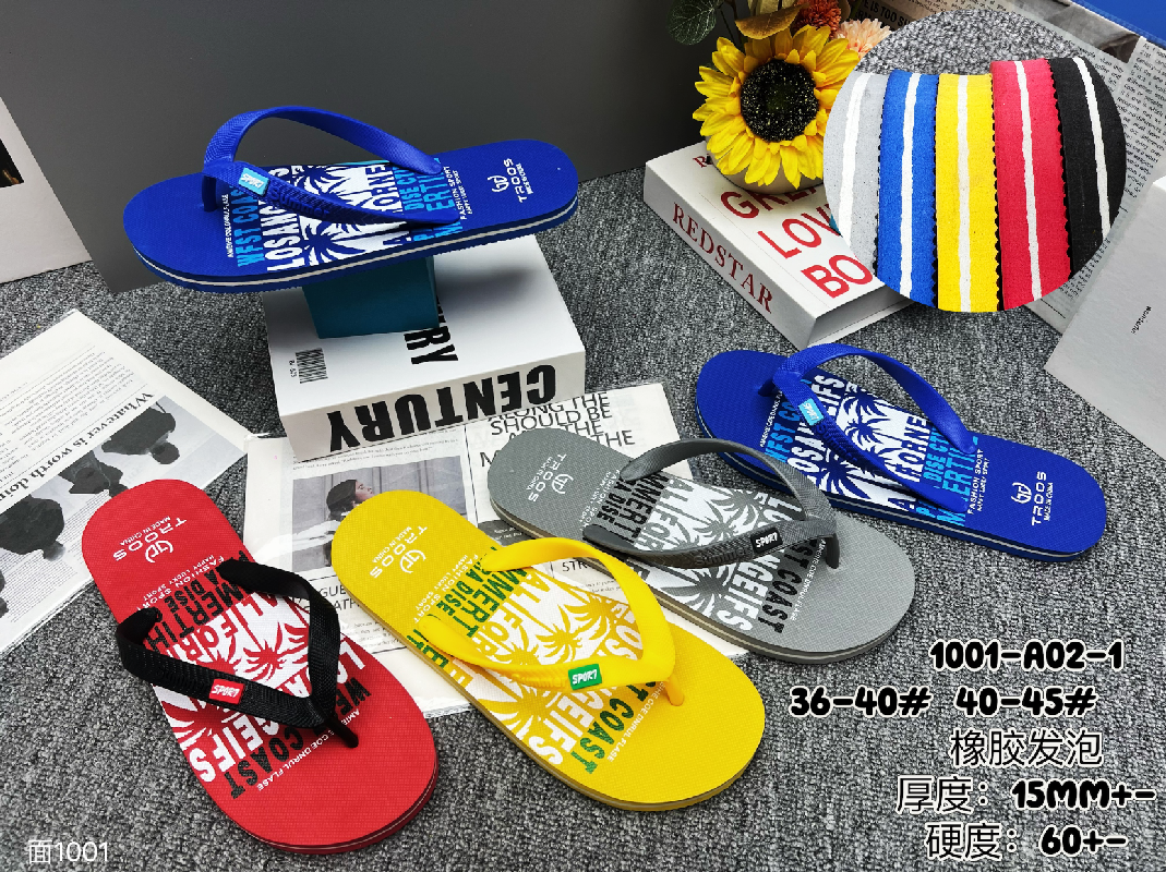 New style of men's flip-flops for foreign trade, summer flip-flops, trendy rubber casual wear for foreign trade, beach slippers details Picture