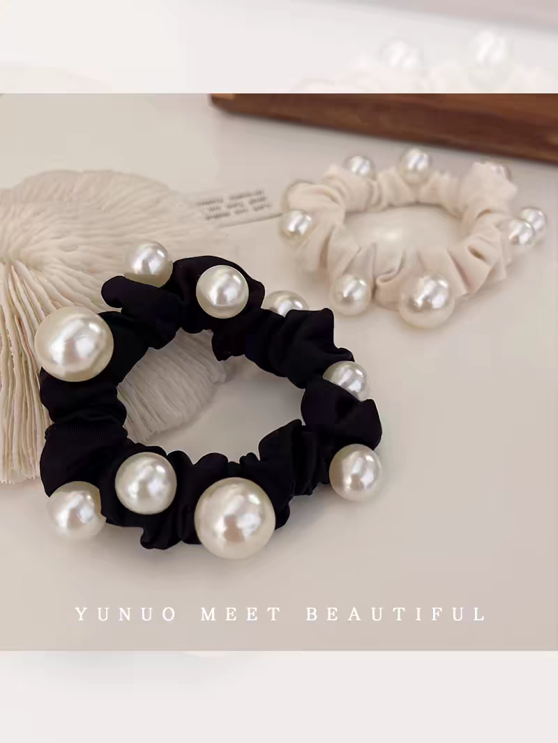 安妮饰品超大号满天星珍珠大肠发圈女超仙丸子头绳气质皮筋扎马尾发绳头饰产品图