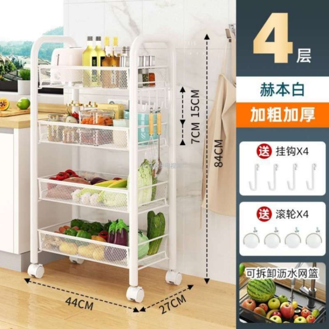 厨房收纳篮置物架多层可移动小推车浴室收纳储物架子落地多功能蔬菜篮子外贸批发厂家直销。详情图6