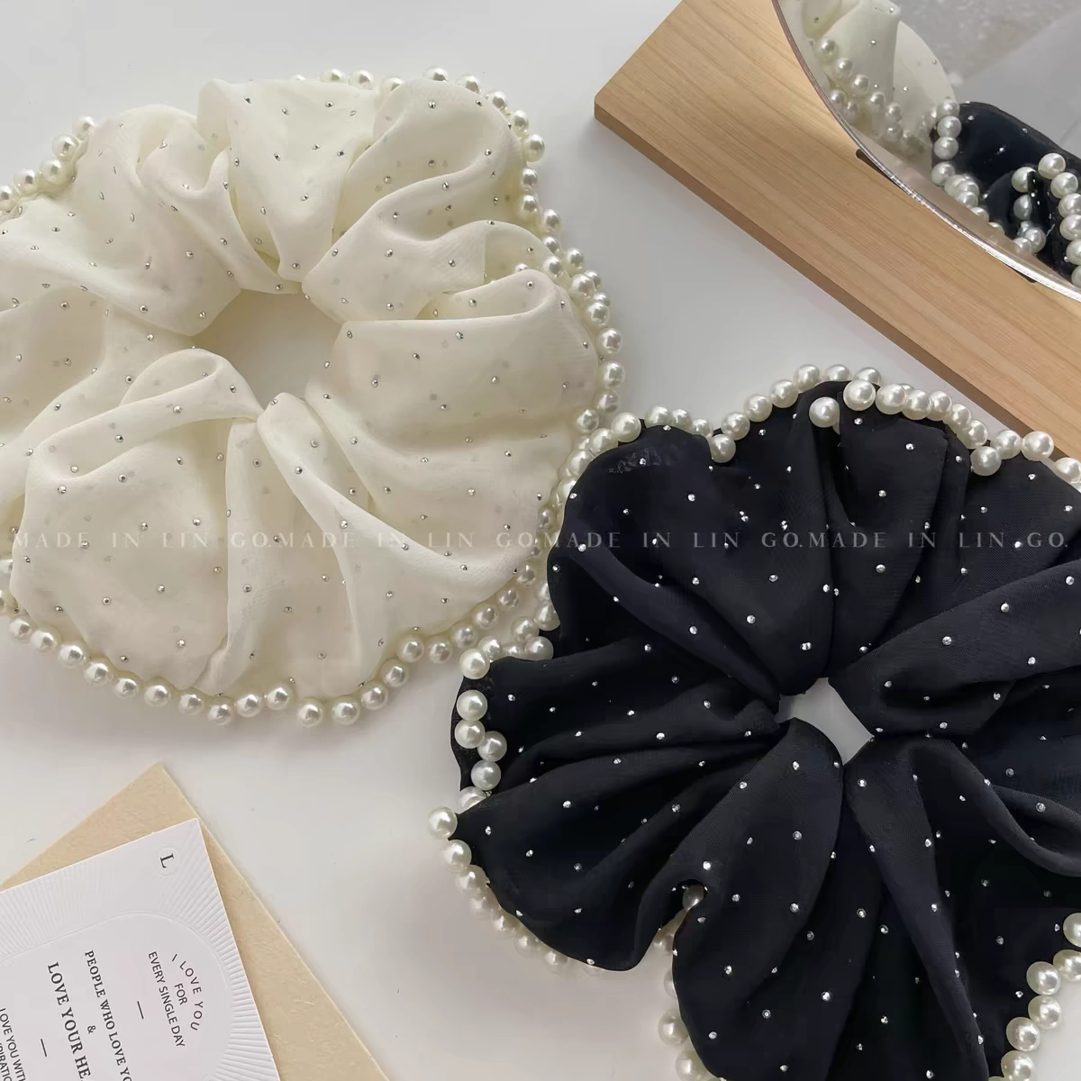 安妮饰品超大号满天星珍珠大肠发圈女超仙丸子头绳气质皮筋扎马尾发绳头饰详情图2