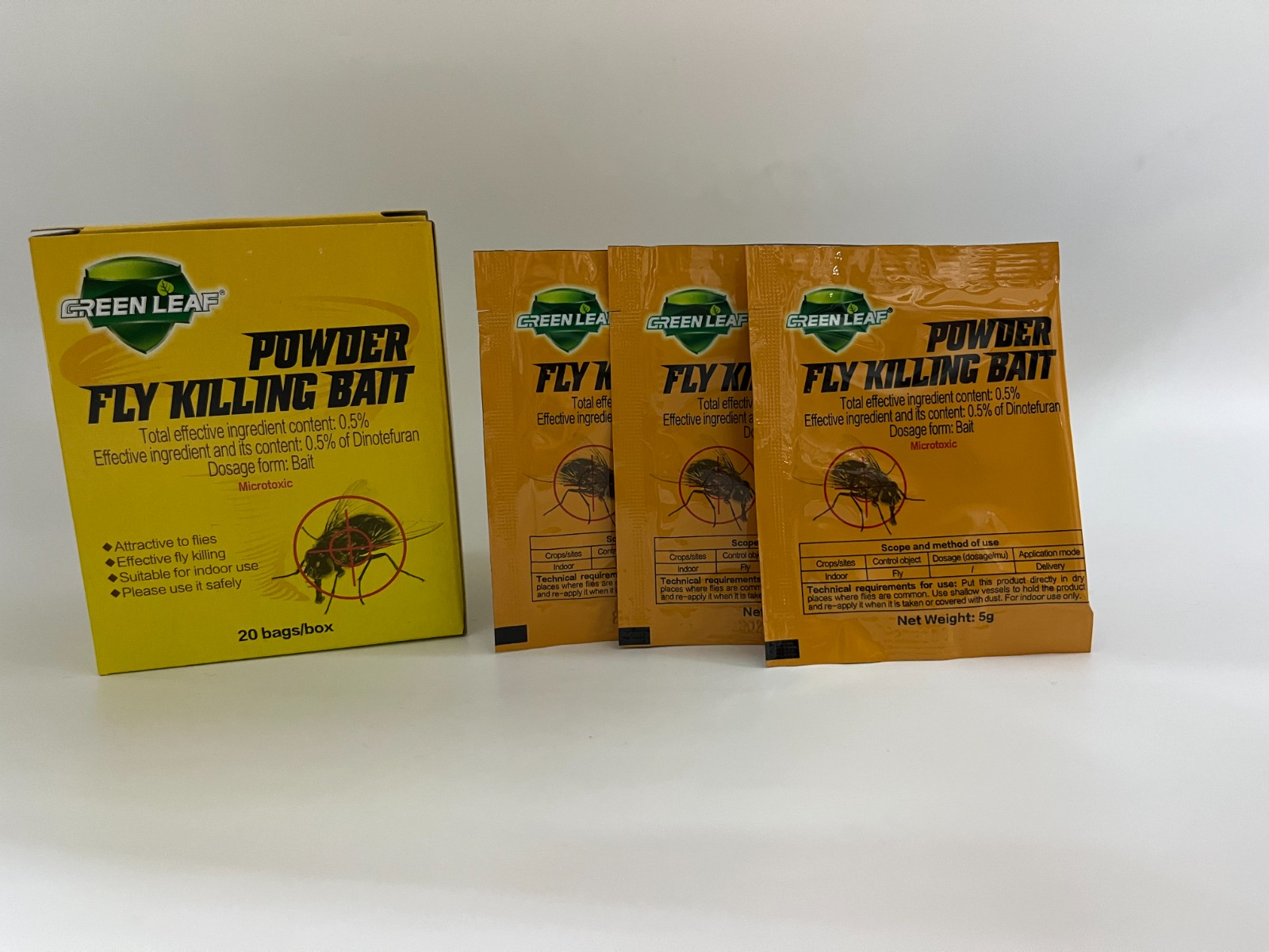 19 Foreign Trade Export Hot Green Leaf New English Fly Medicine Fly Bait To Kill Flies Fly Pellets Fly Medicine Wholesale Household Factory Insecticide 5G/ Bag Fly Killer Insecticide details Picture