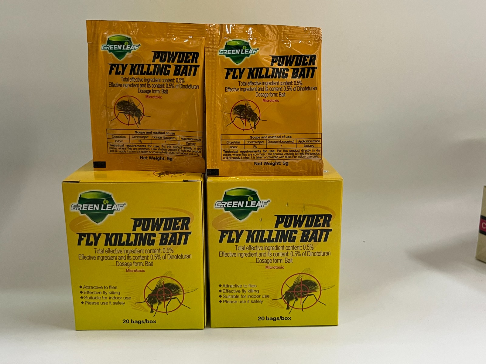 19 Foreign Trade Export Hot Green Leaf New English Fly Medicine Fly Bait To Kill Flies Fly Pellets Fly Medicine Wholesale Household Factory Insecticide 5G/ Bag Fly Killer Insecticide
