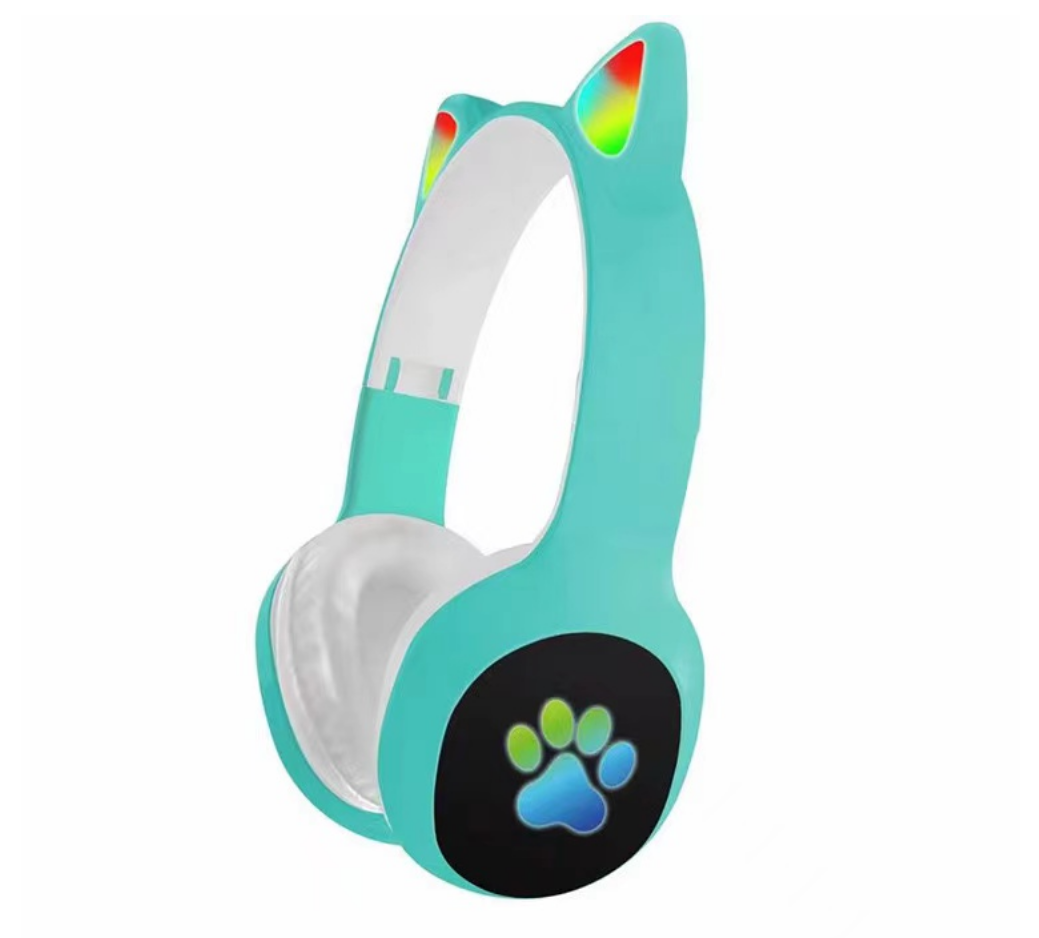 The New Kt-48 Cat Ear Headset Macaron Cute Glowing Color-Changing Wireless Headset Item Picture