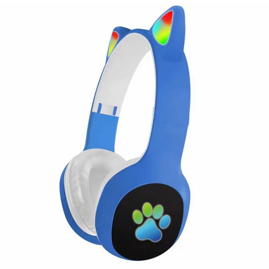 新款KT-48猫耳朵头戴式蓝牙耳机马卡龙可爱发光变色无线耳麦