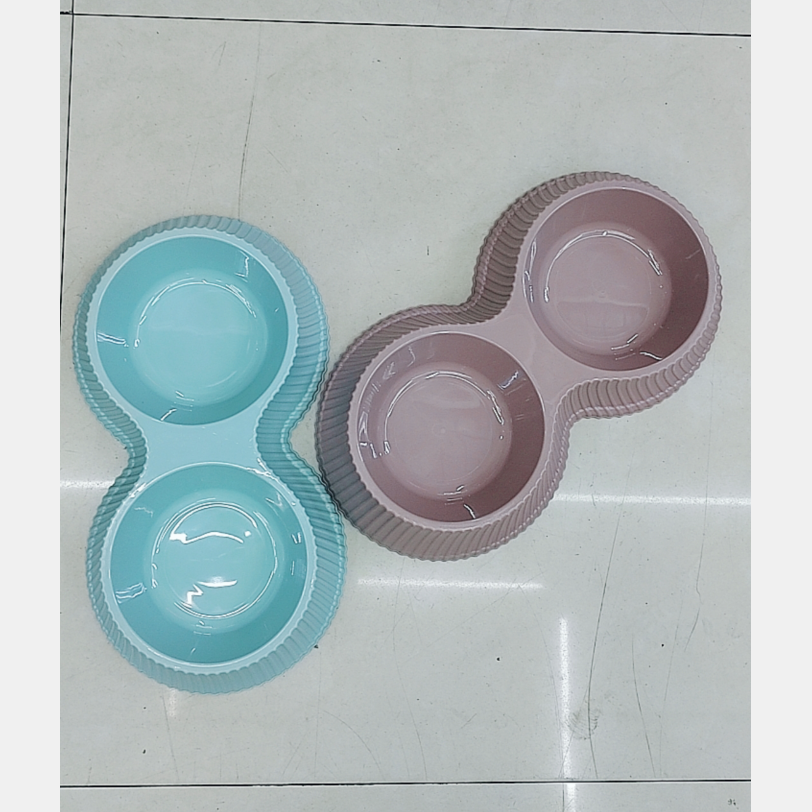 Pet supplies: Vertical pattern pet double bowl, dog bowl, dog food bowl, cat bowl, cat food bowl details Picture