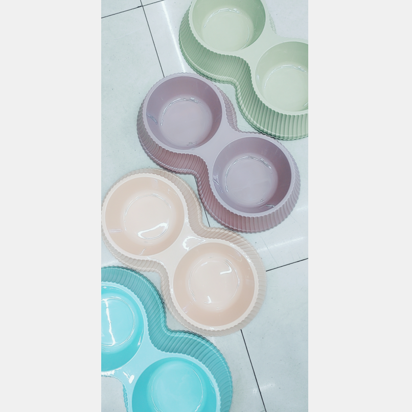 Pet supplies: Vertical pattern pet double bowl, dog bowl, dog food bowl, cat bowl, cat food bowl Item Picture