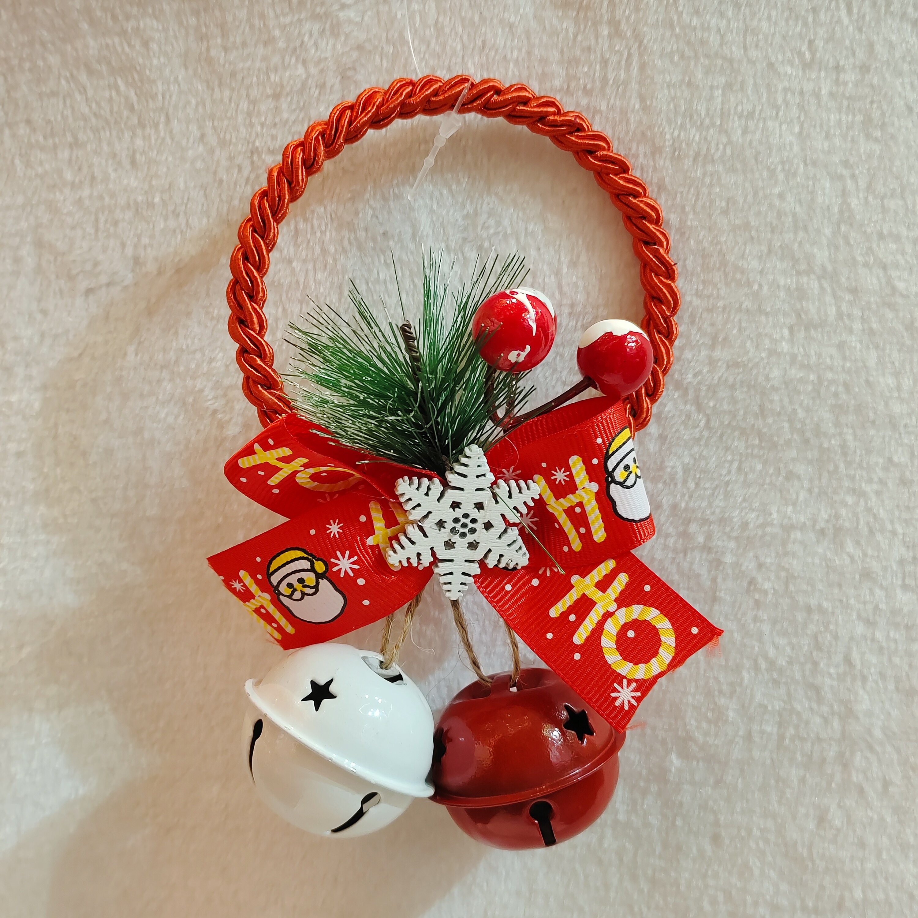 新款圣诞节圆环铃铛配饰挂件 DIY圣诞树挂饰圣诞树蝴蝶结铃铛挂饰