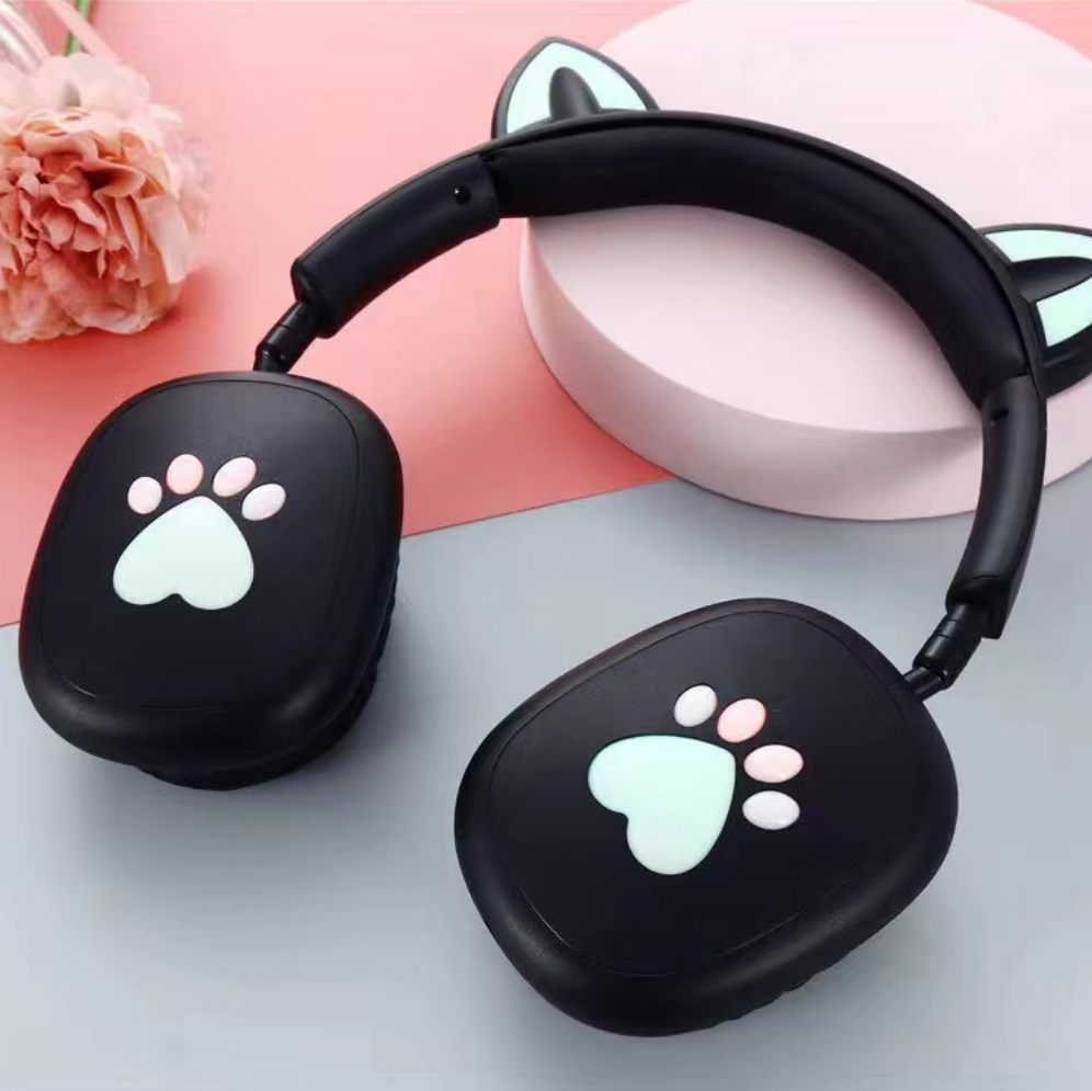Cross-Border Explosive Ke-M20 New Head-Mounted Cat Ears Cat Claws Girl Cute Stereo High Sound Quality Wireless Blue details Picture