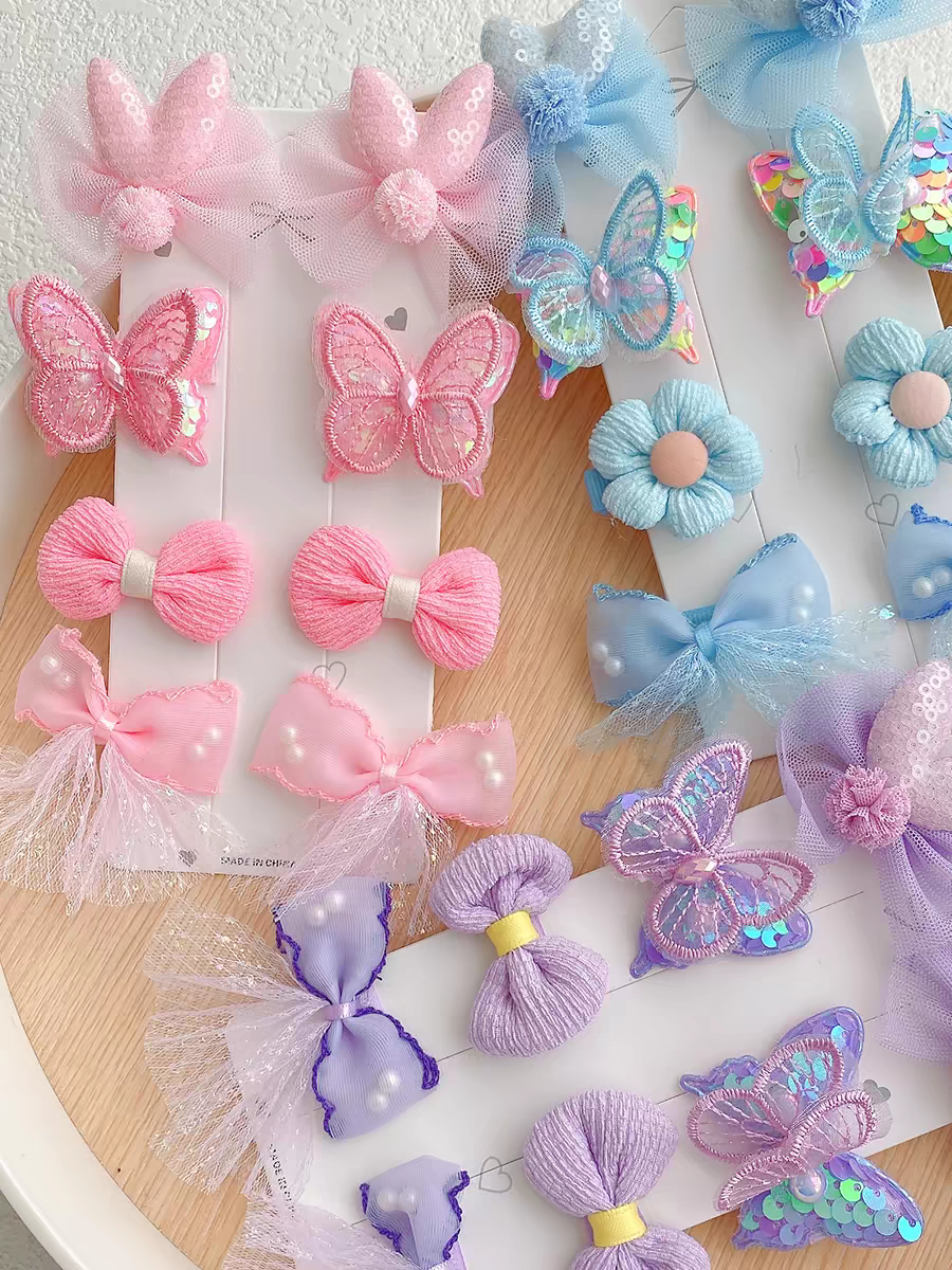 Children's bow hair clips, girls' princess super fairy net gauze art flower clips, little girls' broken hair bangs hair clips, hair accessories details Picture