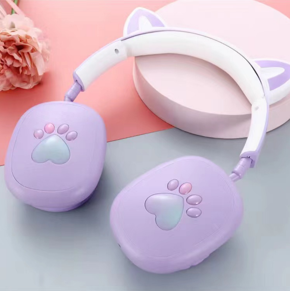 Cross-Border Explosive Ke-M20 New Head-Mounted Cat Ears Cat Claws Girl Cute Stereo High Sound Quality Wireless Blue Specification drawing