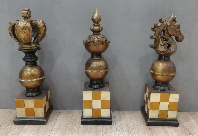 仿古象棋三件套 树脂工艺品摆件 办公室摆件 复古摆件详情1