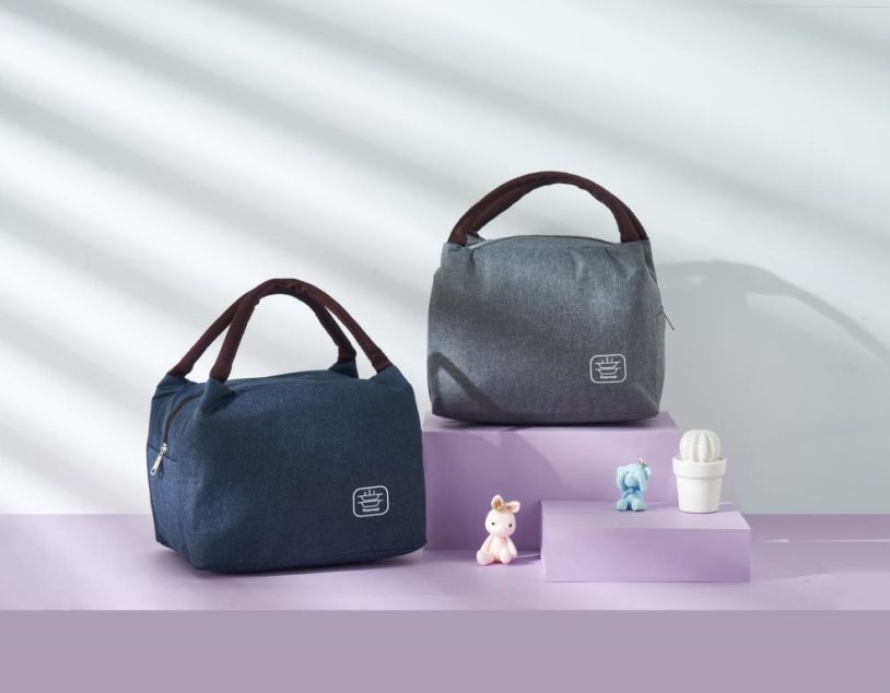 G33-1307 horn-striped insulated bag with handle, portable insulated bag, minimalist style insulated bag details Picture