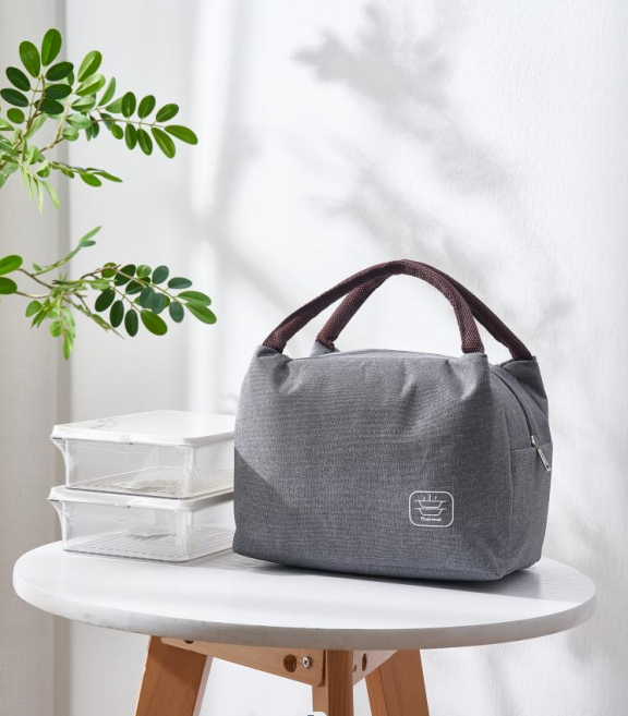 G33-1307 horn-striped insulated bag with handle, portable insulated bag, minimalist style insulated bag detail image 3