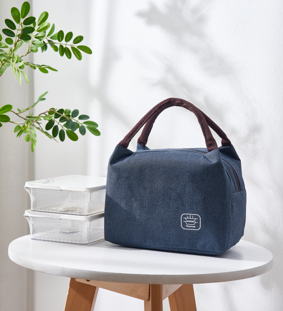 G33-1307 horn-striped insulated bag with handle, portable insulated bag, minimalist style insulated bag detail image 5