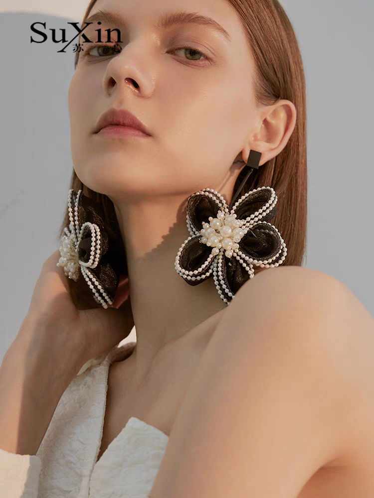 韩版夸张大花朵耳环婚纱摄影海边出游拍照必备耳饰耳饰