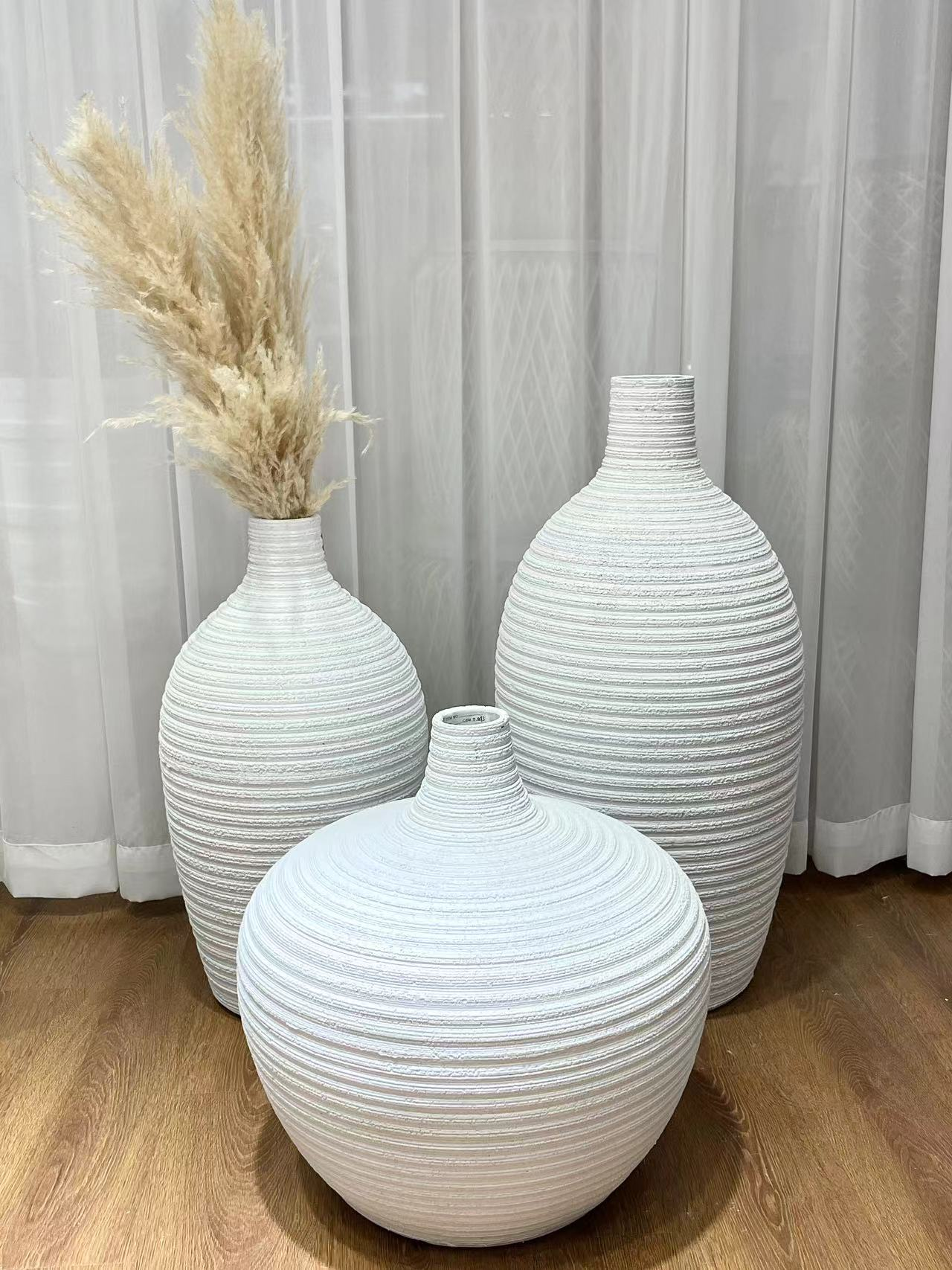 Wholesale magnesium oxide flower POTS, Nordic large-diameter corrugated large flower POTS, Chrysalidocarpus and bird of paradise flower POTS factory details Picture
