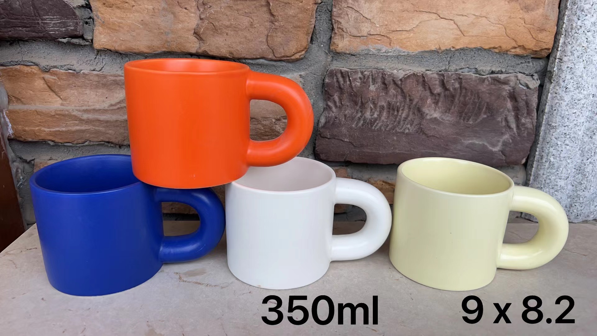 网红胖胖把手杯，亚光粗把手陶瓷杯，咖啡杯水杯