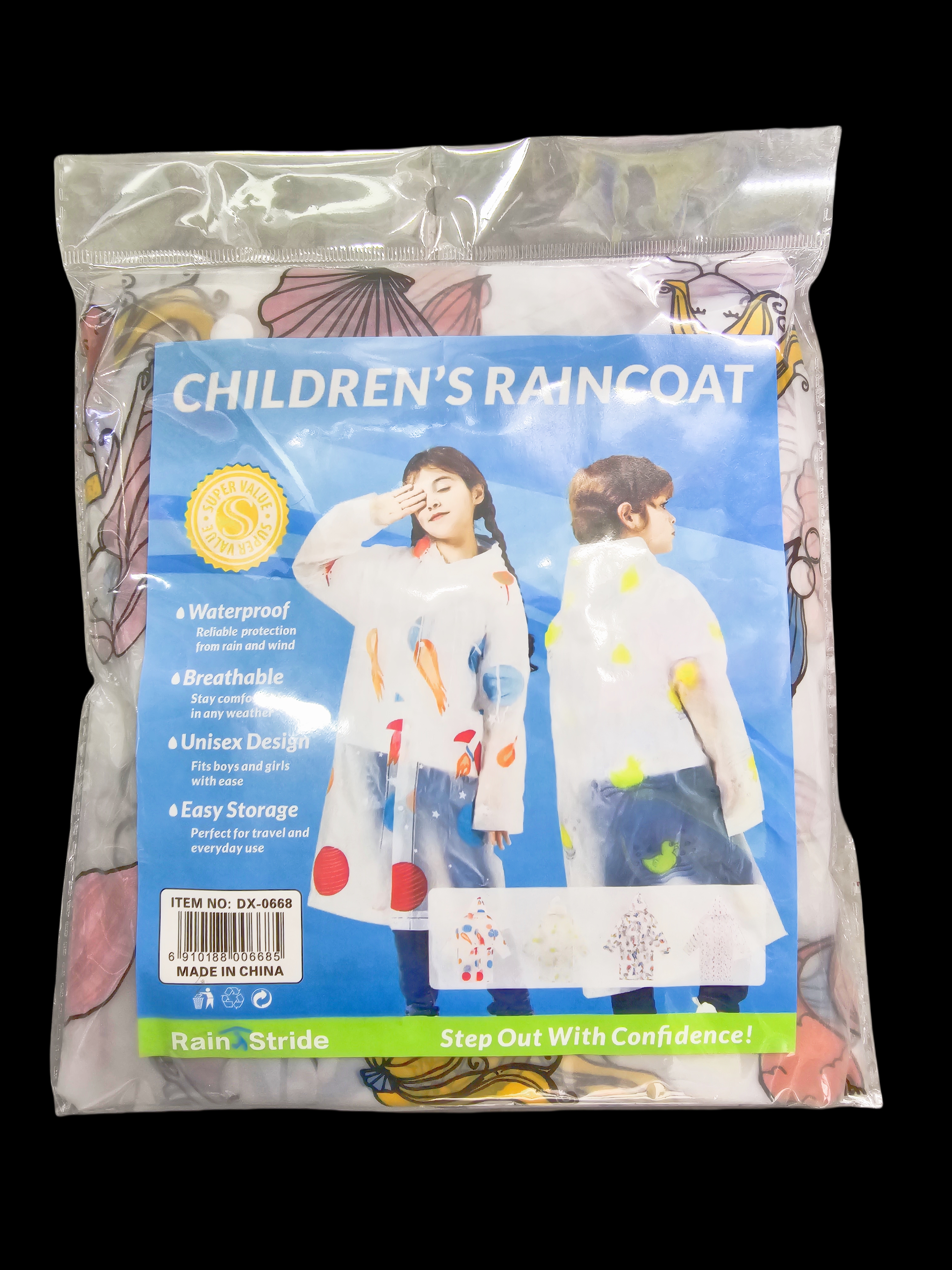 DX-0668 Kid's Raincoat EVA Children's Premium Raincoat, Children's cartoon Raincoat, Odorless and eco-friendly Raincoat Item Picture