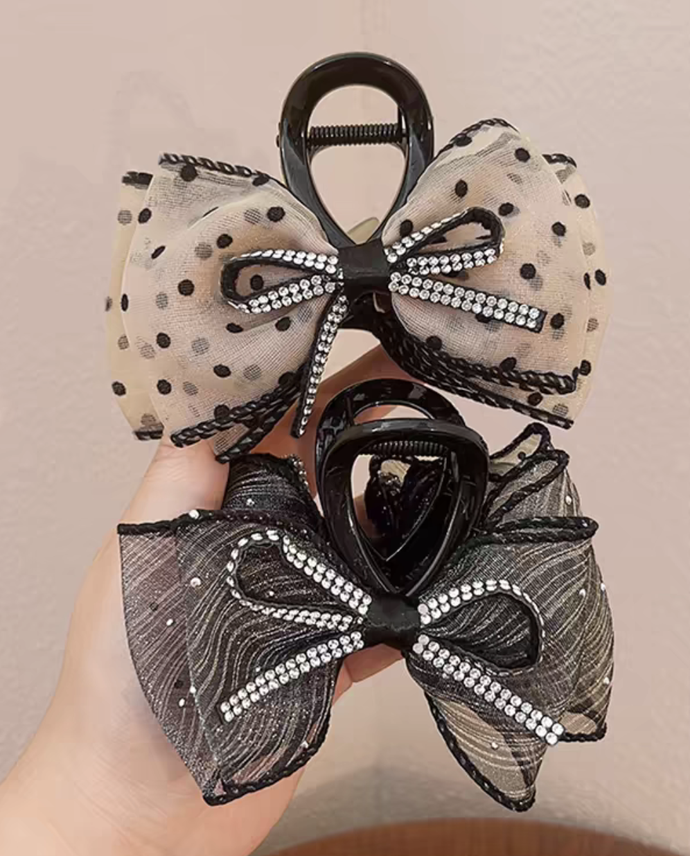 新款韩版网红蝴蝶结简约流行抓夹/简约时尚风格百搭/淼淼饰品白底实物图