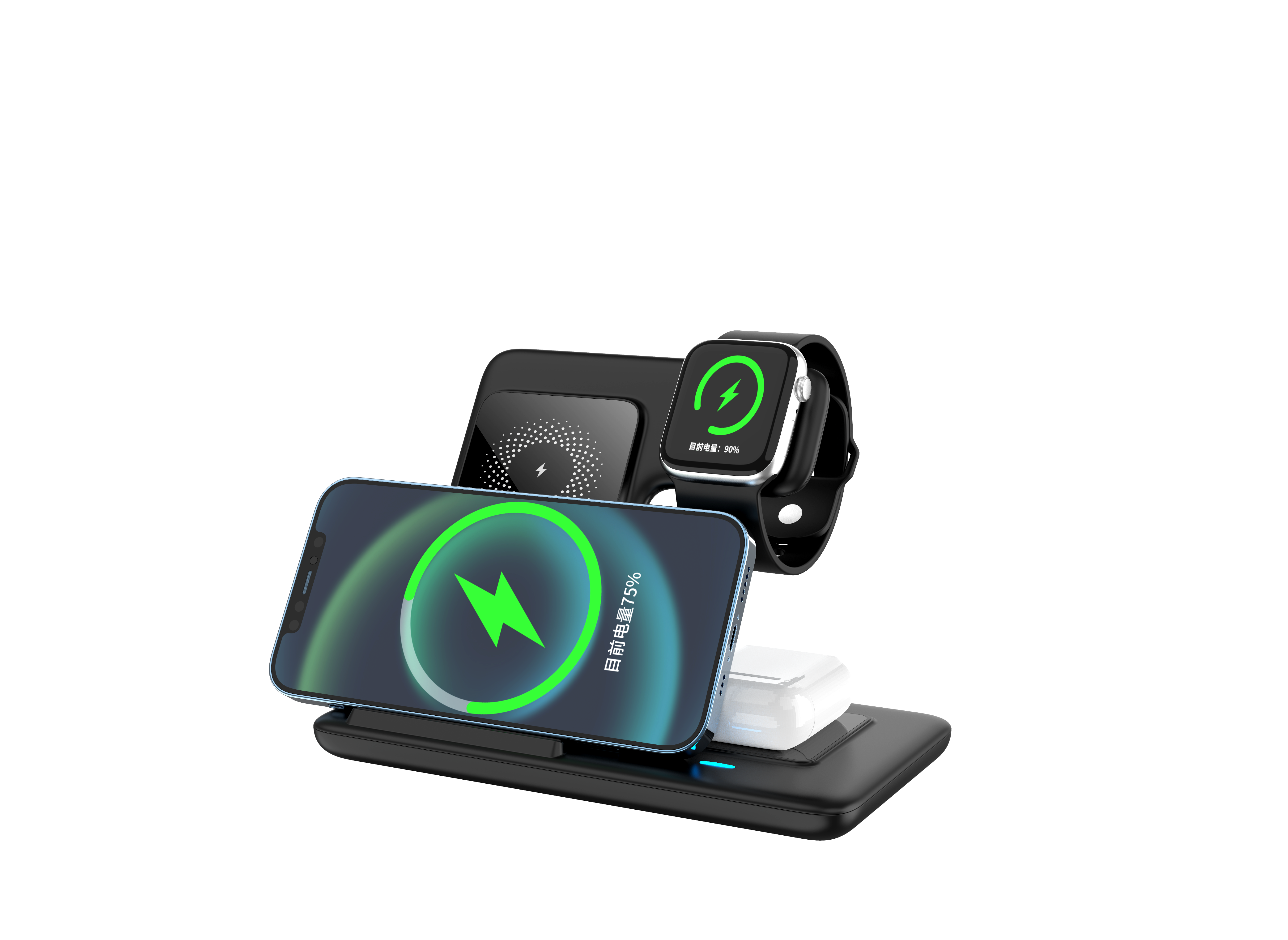 Three-in-one foldable wireless charging desktop stand and mobile phone selfie stand Application Scenario