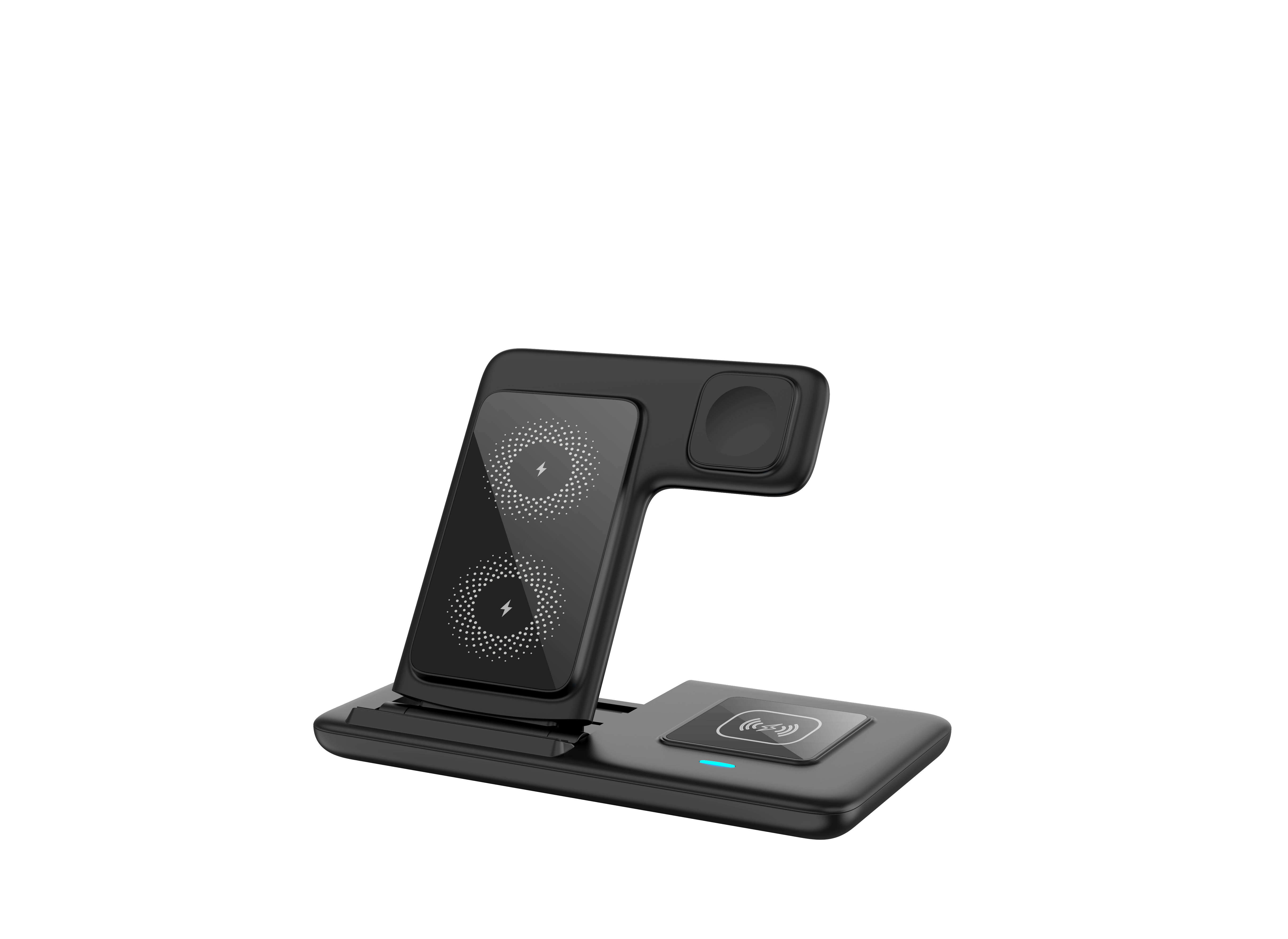 Three-in-one foldable wireless charging desktop stand and mobile phone selfie stand