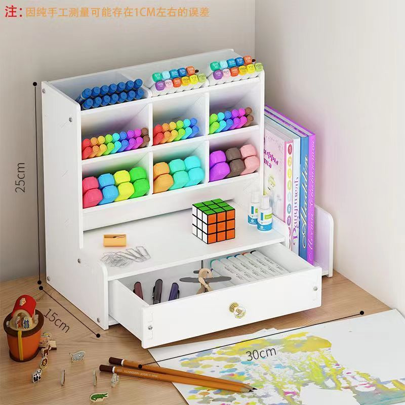 Multi-functional stationery box, drawer-type shelf, multi-compartment slanted insertion pen holder, children's desk, marker pen holder storage box details Picture