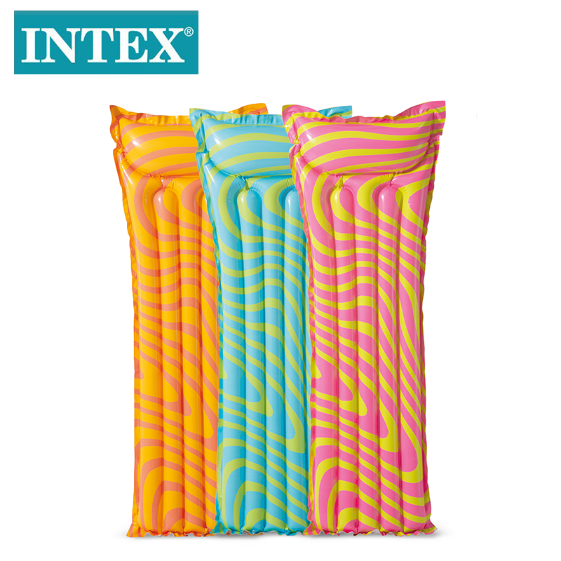 Original Authentic INTEX 59711 Corrugated floating row adult inflatable floating bed beach beach mattress water bed water row thumbnail