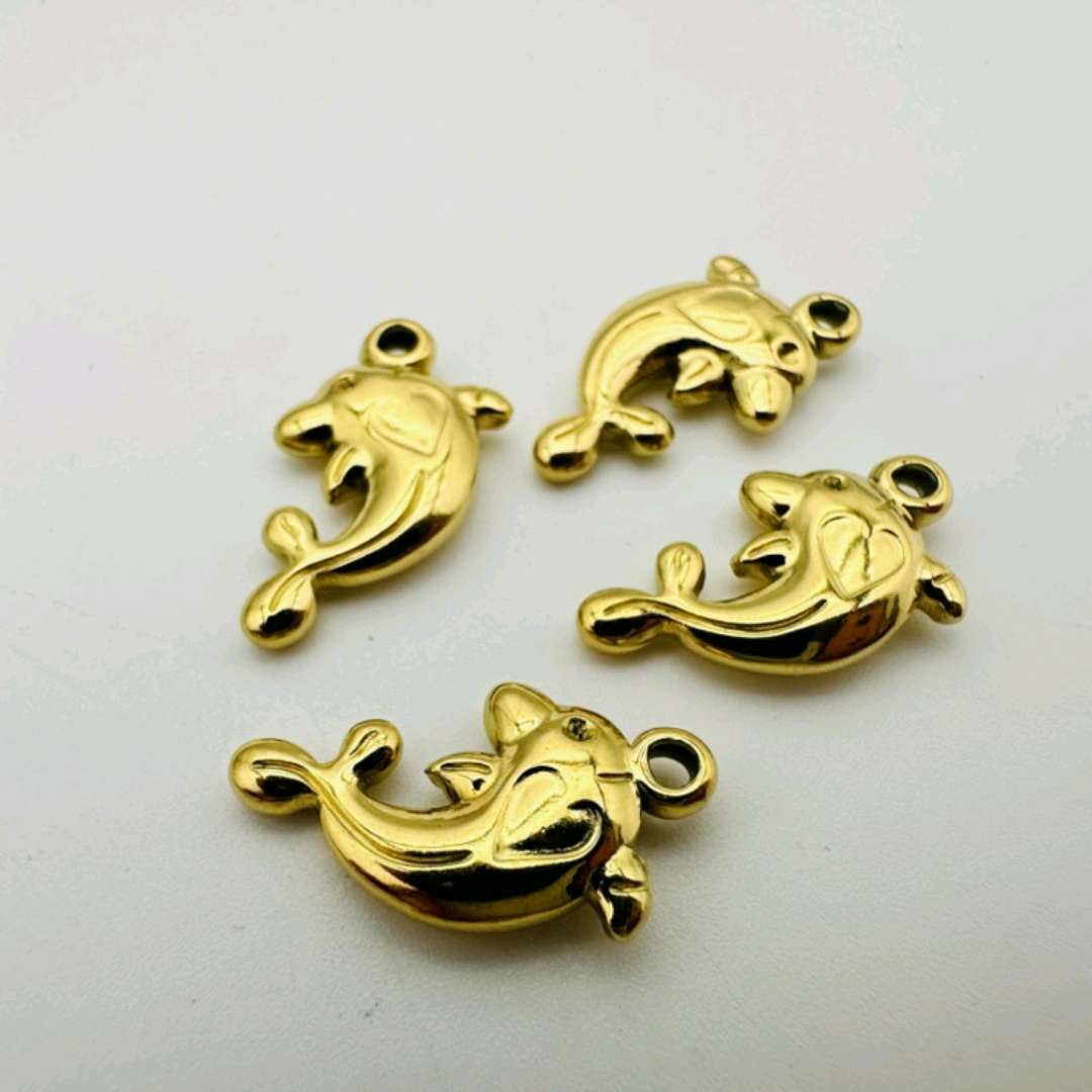 不锈钢金色海豚吊坠