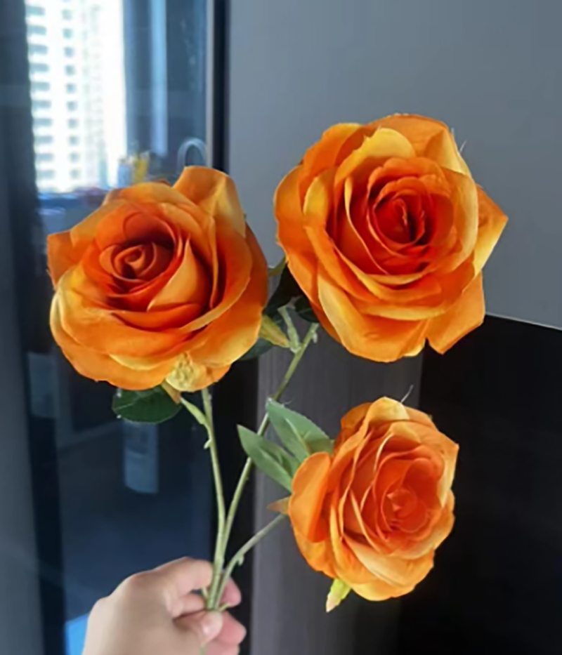 情人玫（三头）仿真花假花仿真花人造花假花