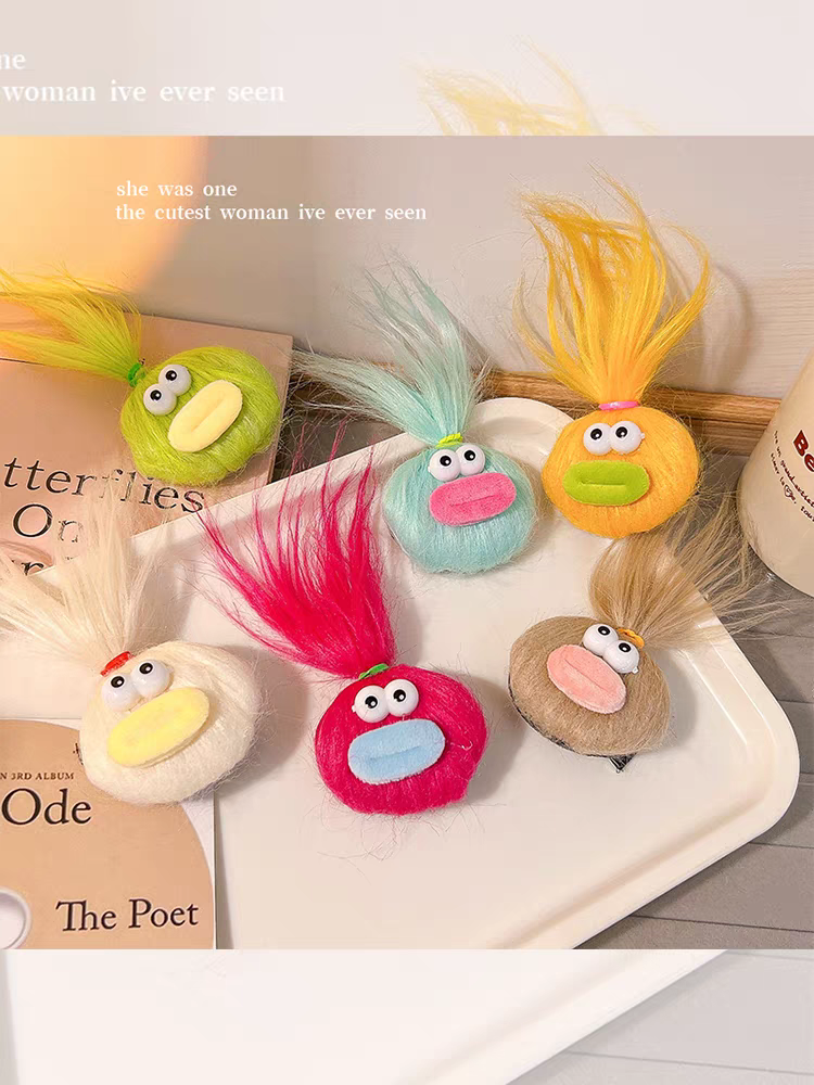 Ugly and cute doll hair clips, adorable and girlish bangs clips, duckbeak clips, edge clips, fun and funny headwear, hair accessories, hair clips