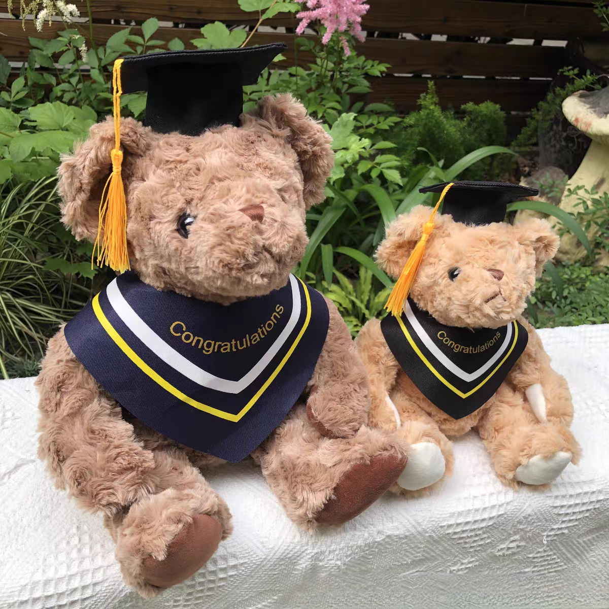 毕业小熊公仔学士服熊熊毛绒玩具博士帽玩偶熊毕业礼物送礼袋贺卡