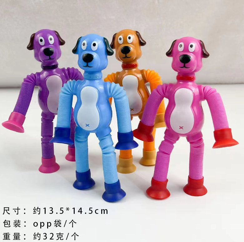 Hot-selling children's stress-relieving toys, educational and relaxing, light-emitting, telescopic tube, robot, egg doll, Shapi Dog, monkey, strawberry bear, top, unicorn, multiple shapes, built-in without light, OPP packaging Application Scenario