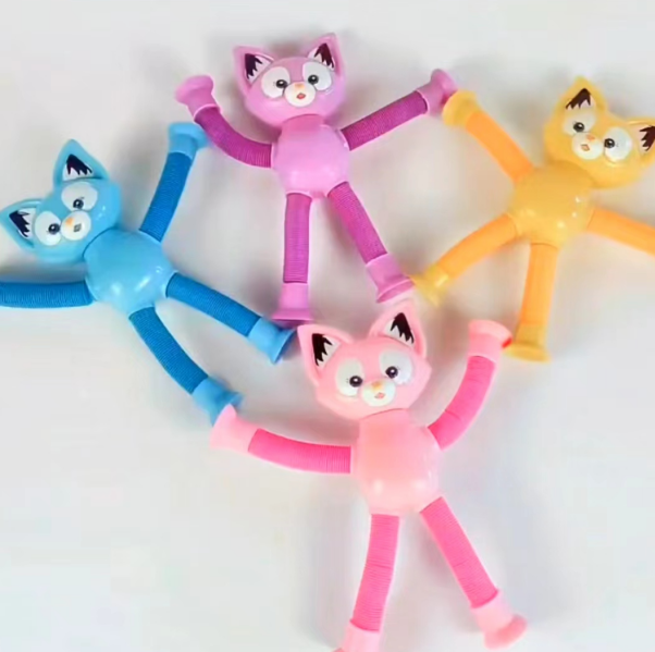 Hot-selling children's stress-relieving toys, educational and relaxing, light-emitting, telescopic tube, robot, egg doll, Shapi Dog, monkey, strawberry bear, top, unicorn, multiple shapes, built-in without light, OPP packaging Specification image