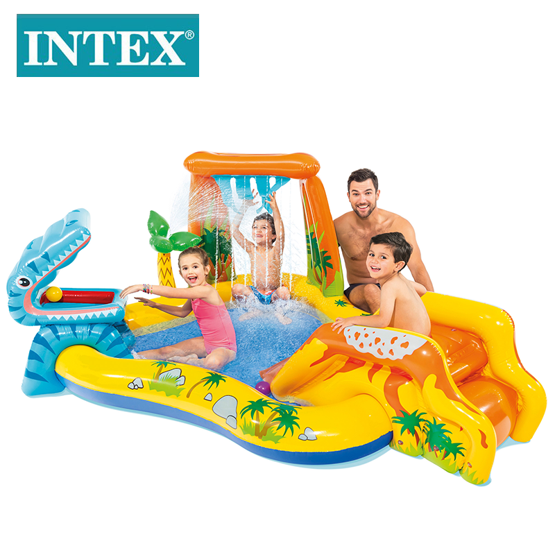 INTEX57444 Dinosaur Volcano Slide Inflatable Pool Baby Sand Ball Pool Inflatable toys wholesale