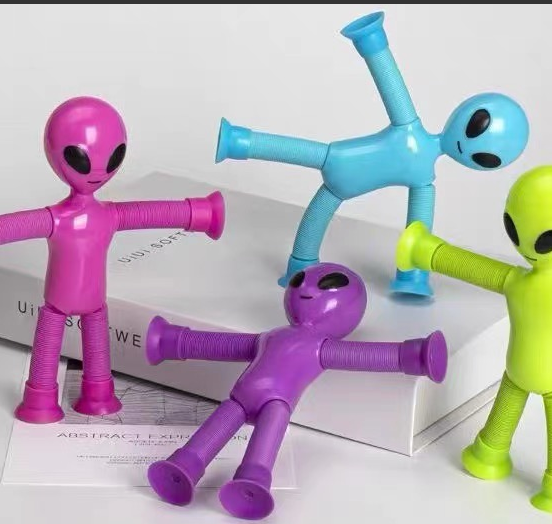 Hot-selling children's stress-relieving toys, educational and relaxing, light-emitting, telescopic tube, robot, egg doll, Shapi Dog, monkey, strawberry bear, top, unicorn, multiple shapes, built-in without light, OPP packaging detail image 7