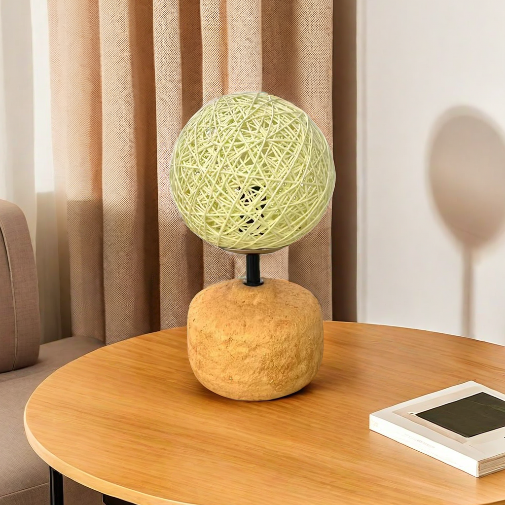 The JL23-142 small bedside lamp from Jilian features a unique round design Item Picture
