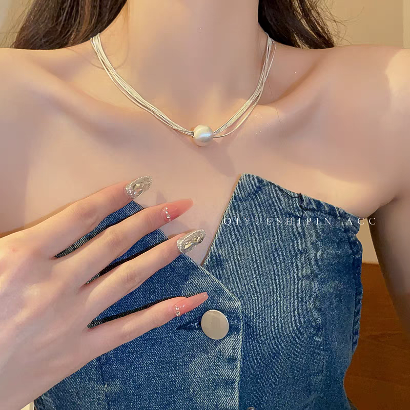 金属风圆珠多层蛇骨链项链高级感个性锁骨链欧美时尚轻奢颈链学生项链女短款饰品