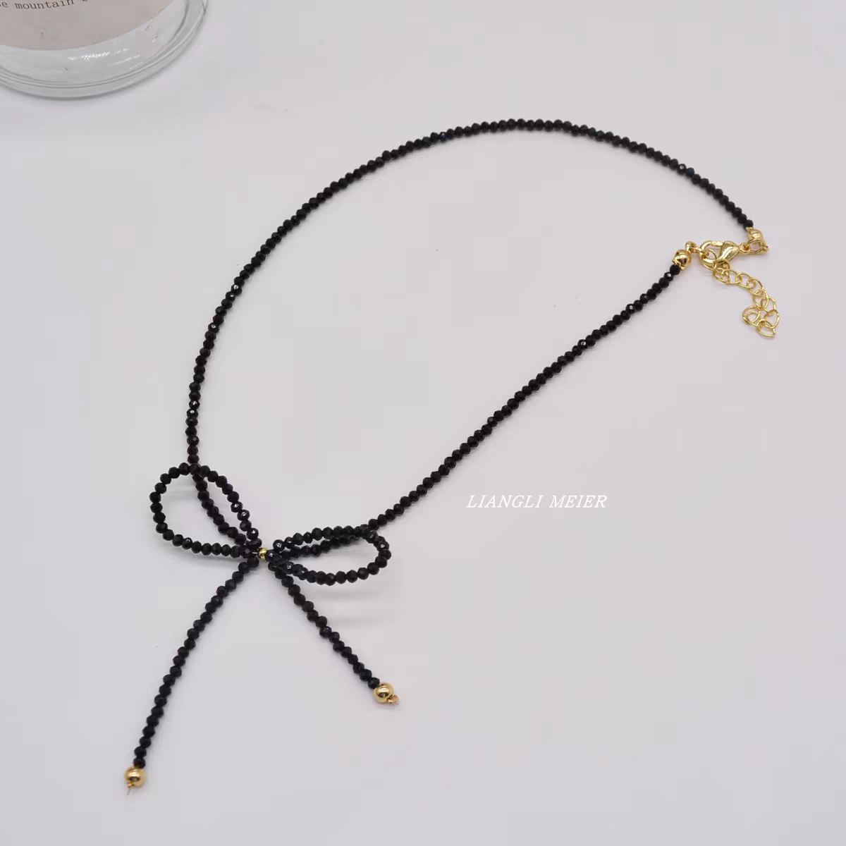 法式水晶蝴蝶结复古黑色简约短款时尚气质锁骨链韩版个性轻奢项链项链女短款详情图6