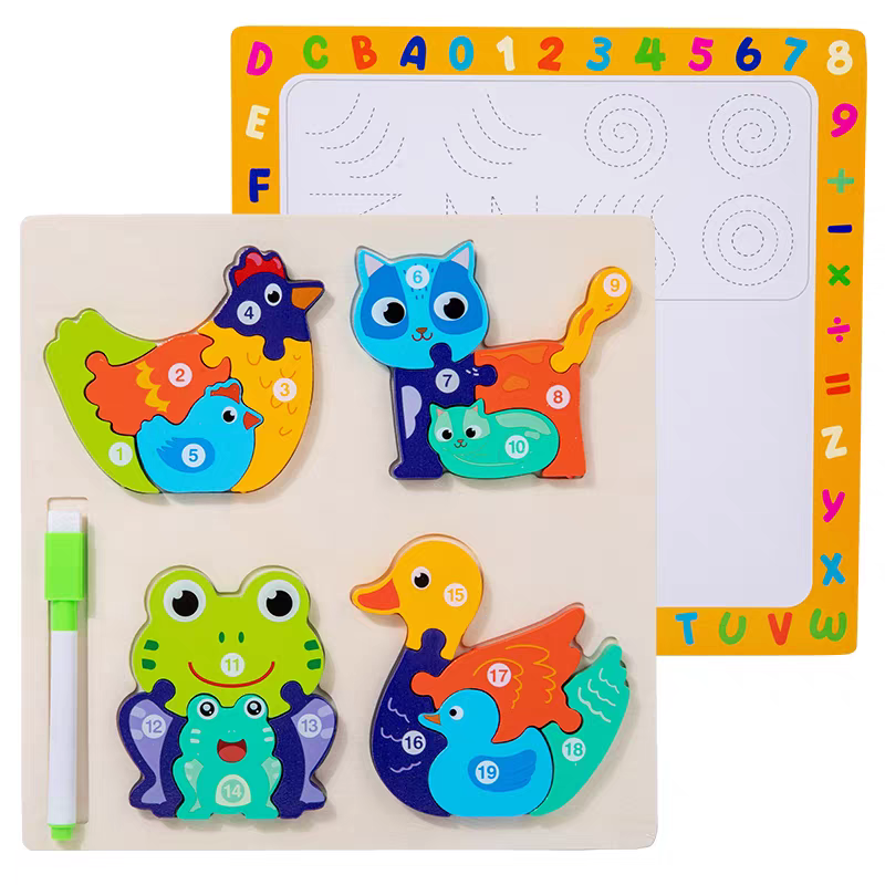 Wooden three-dimensional building blocks for early education of babies, cognitive and educational toys for children aged 1-3 detail image 5