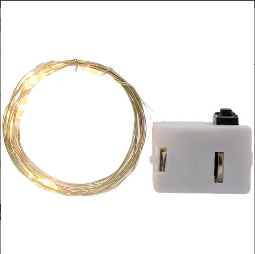 1M 10LED AG13电池铜线灯串小白盒三档调节灯串铜线灯电池盒