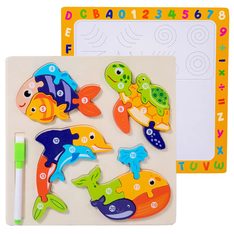 Wooden three-dimensional building blocks for early education of babies, cognitive and educational toys for children aged 1-3 detail image 6
