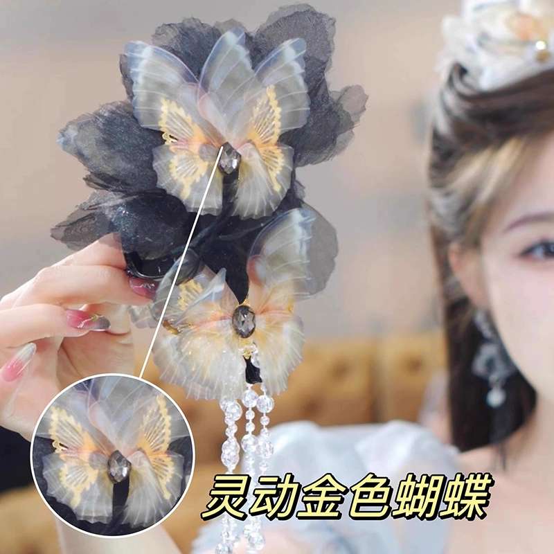 幻蝶流苏抓夹大号女2024新款高级感蝴蝶发夹头饰后脑勺盘发鲨鱼夹详情图2