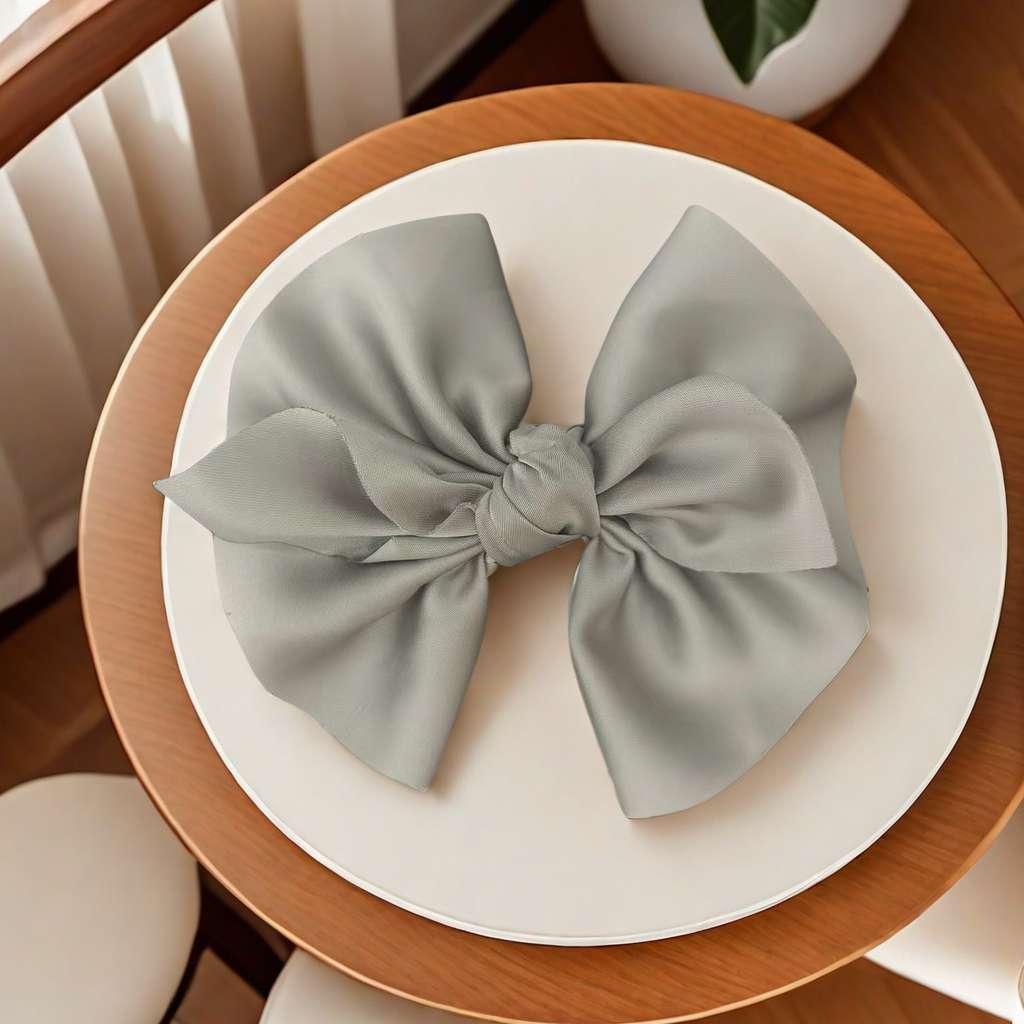 黑色复古缎面大蝴蝶结头饰发夹女2024年新款弹簧夹后脑勺发卡顶夹  欧美纯色气质蝴蝶结发夹 学院风日系发饰