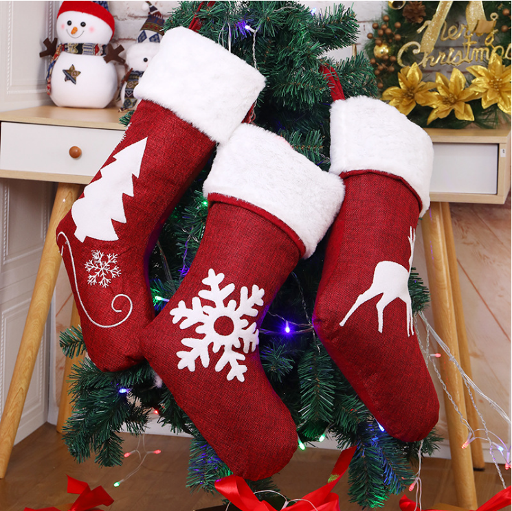 2024新款圣诞装饰挂件圣诞袜子圣诞节用品大号礼物袋跨境热卖批发