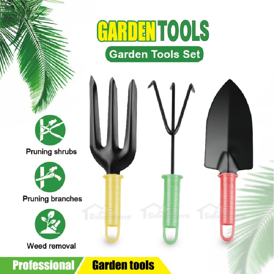 园林工具五金工具花园铲工具三件套/锄头/花铲/草耙/三叉耙/GARDEN TOOLS