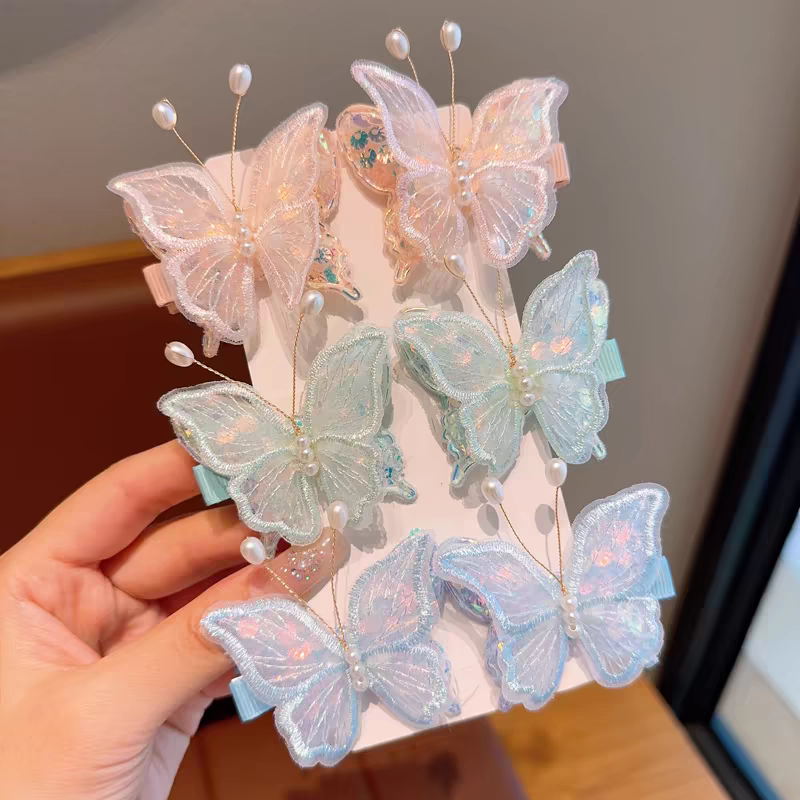 Children's butterfly hair clips, little girls' hair won't be damaged, princess hair clips, girls' broken hair, stylish clips, new baby hair accessories details Picture