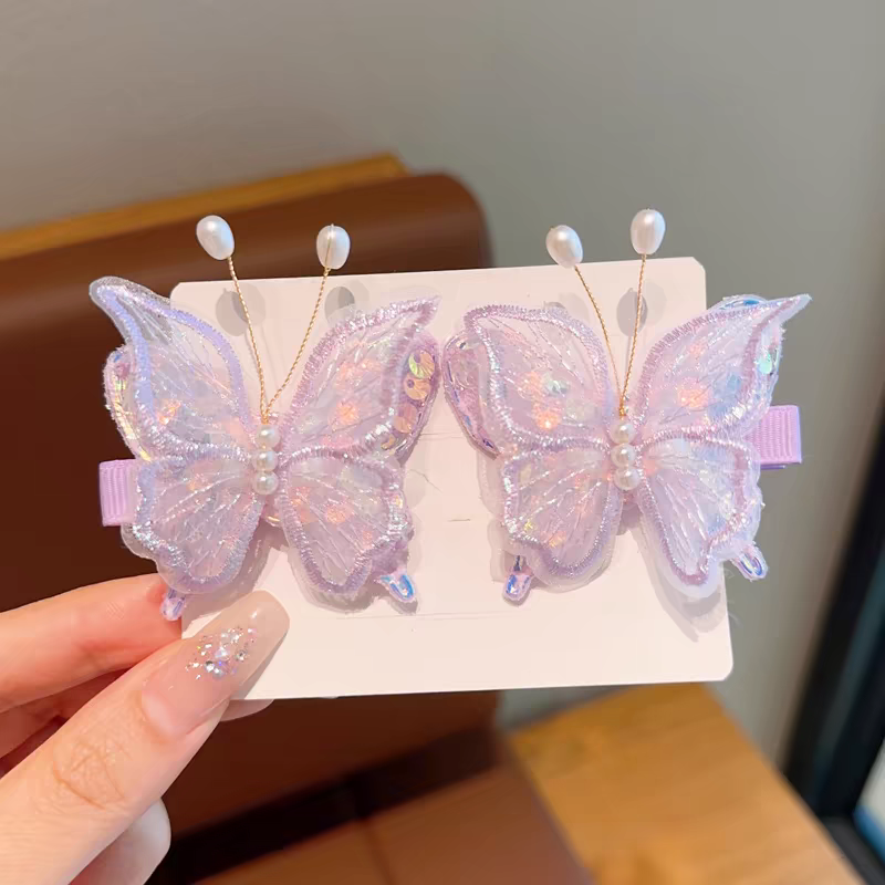 Children's butterfly hair clips, little girls' hair won't be damaged, princess hair clips, girls' broken hair, stylish clips, new baby hair accessories detail image 2