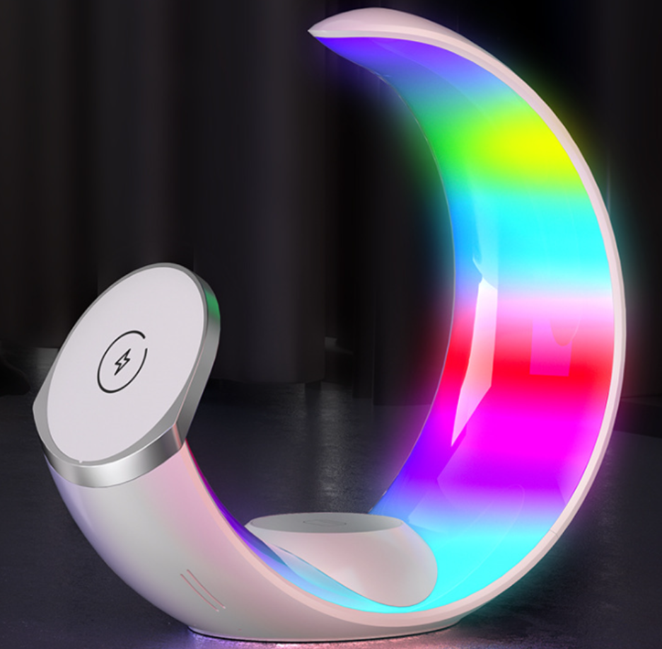 Little Moon Multi-functional magnetic wireless charger, 4-in-1 mobile phone wireless charger, watch, earphone wireless charger, RGB ambient light Specification image