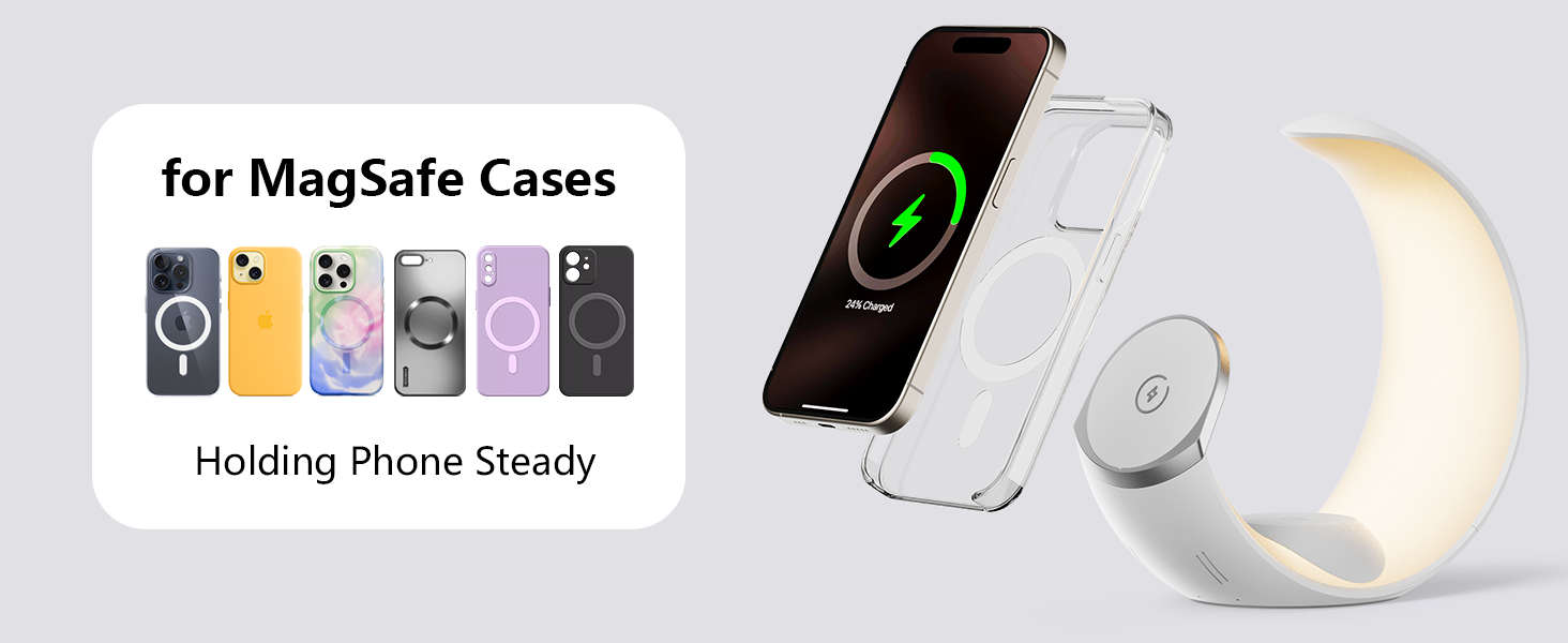 Little Moon Multi-functional magnetic wireless charger, 4-in-1 mobile phone wireless charger, watch, earphone wireless charger, RGB ambient light pic 5